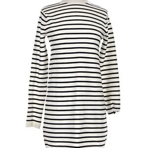 Mango Black and White Striped Long Sleeve Dress - M - like new